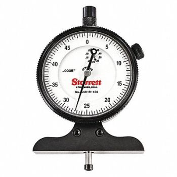 STARRETT Dial Depth Gage 0 to 1/2 Range, 26Z132