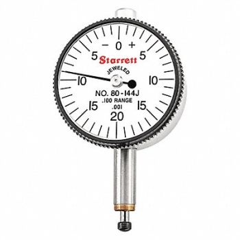 STARRETT Dial Indicator Lug Back Range 0 to 0.1, 26Z693