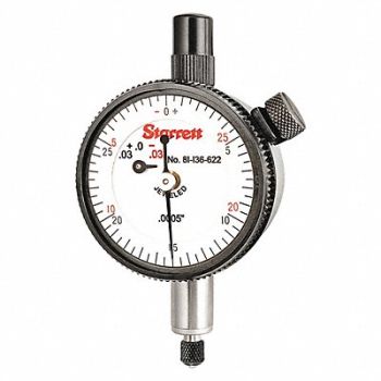 STARRETT Dial Indicator AGD 1 Range 0 to 0.075, 26Z710