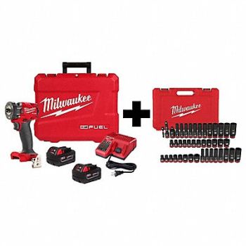 MILWAUKEE M18 3/8 MTIW w Ring + 43PC Socket Set, 385XN5