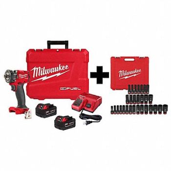 MILWAUKEE M18 1/2 Compact Impact Wrench Socket Set, 385XN2
