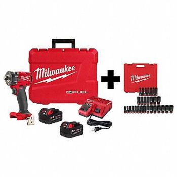 MILWAUKEE M18 1/2 Compact Impact Wrench Socket Set, 385XN3