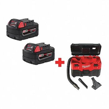 MILWAUKEE Shop Vacuum Cleaner w/Battery, 285MN3