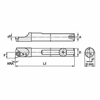 WIDIA Indexable Boring Bar 0.2750 Carbide, 287CG6