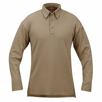 PROPPER Tactical Polo 2XL Long Sleeve Silver Tan, 28AM78