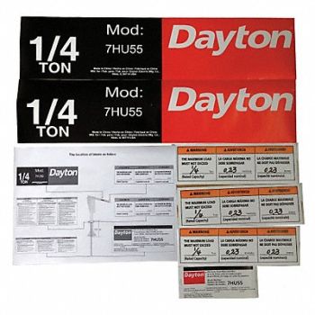 DAYTON Jib Crane Label Kit For Use With 7HU55, 28CH74
