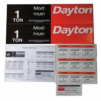 SURFACE IGNITER- SIC Jib Crane Label Kit For Use With 7HU61, 28CH80