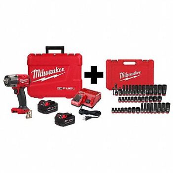 MILWAUKEE M18 3/8 MTIW w Pin + 43PC Socket Set, 385XN4