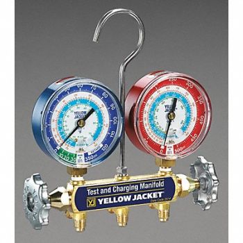 YELLOW JACKET Mechanical Manifold Gauge Set 2-Valve, 29AU08