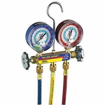 YELLOW JACKET Mechanical Manifold Gauge Set 2-Valve, 29AU09