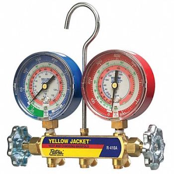 YELLOW JACKET Mechanical Manifold Gauge Set 2-Valve, 29AU10