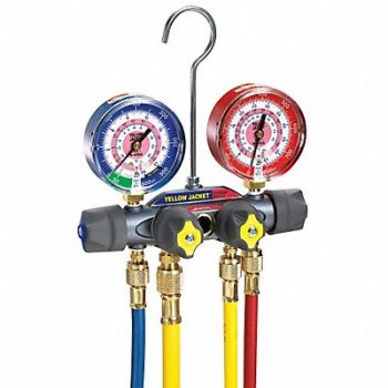 YELLOW JACKET Mechanical Manifold Gauge Set 4-Valve, 29AU11