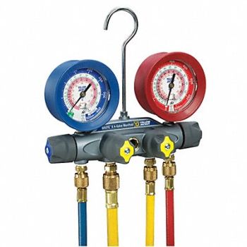 YELLOW JACKET Mechanical Manifold Gauge Set 4-Valve, 29AU20