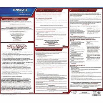 JJ KELLER Labor Law Poster State Labor Law TN, 29EA29