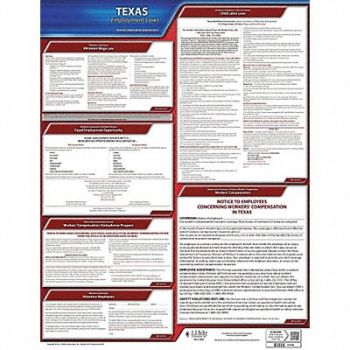 JJ KELLER Labor Law Poster State with WC TX, 29EA30
