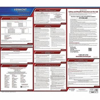 JJ KELLER Labor Law Poster State Labor Law VT, 29EA34