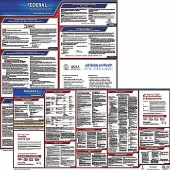JJ KELLER LaborLaw Poster Fed/STA NJ ENG 20inH 1yr, 36EU92