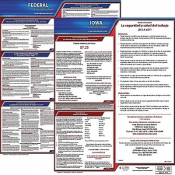JJ KELLER Labor Law Poster Kit IA Spanish 19 in W, 29EC58