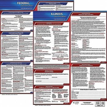 JJ KELLER Labor Law Poster Fed/STA IL SP 20inH 1yr, 36EV29