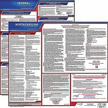 JJ KELLER Labor Law Poster Fed/STA NC SP 20inH 1yr, 36EV42