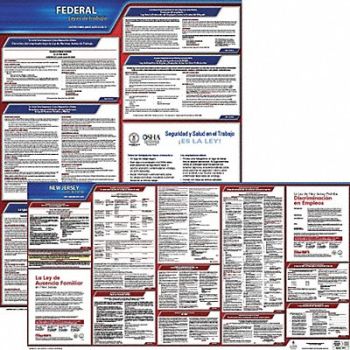 JJ KELLER Labor Law Poster Fed/STA NJ SP 20inH 1yr, 36EV46