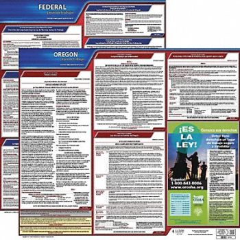 JJ KELLER Labor Law Poster Fed/STA OR SP 20inH 3yr, 36EW59