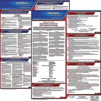 JJ KELLER Labor Law Poster Fed/STA VA SP 20inH 1yr, 36EV62