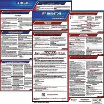 JJ KELLER Labor Law Poster Kit WA Spanish 19 in W, 29EC95
