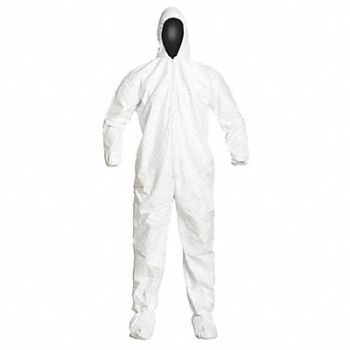 DUPONT Hooded Coveralls White L Elastic PK25, 29ET79