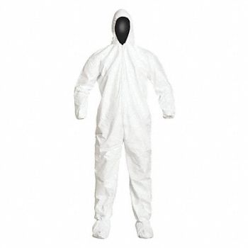 DUPONT Hooded Coveralls White XL Elastic PK25, 24AF14