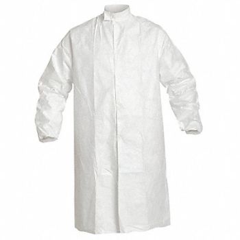 DUPONT Disposable Frock White Snaps XL PK30, 29ET99