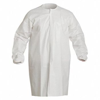 DUPONT Disposable Frock White Snaps 4XL PK30, 29EV46