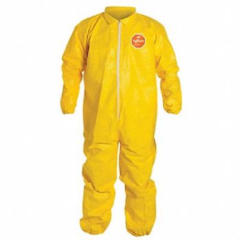 DUPONT D2251 Collared Coveralls Yellw 4XL PK12, 4LUF1