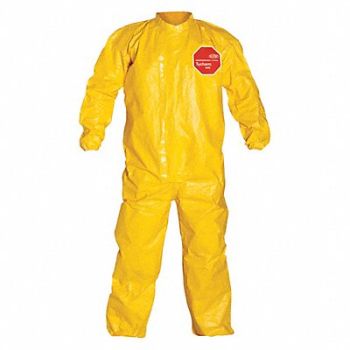 DUPONT Collared Coverall Elastic Yellow 3XL PK4, 29EV93