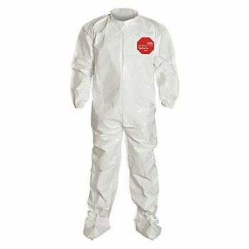 DUPONT Collared Coverall w/Socks White XL PK12, 29EW76