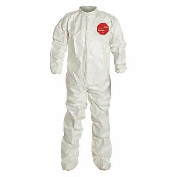 DUPONT Collared Coverall w/Socks White XL PK4, 29EW83
