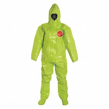 DUPONT Hooded Coverall w/Boots Lime XL PK2, 6EPC4