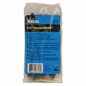 IDEAL Shrink Tubing 6 in Blk 0.268 in ID PK10, 29UJ99