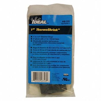 IDEAL Shrink Tubing 6 in Blk 1.043 in ID PK5, 29UK04