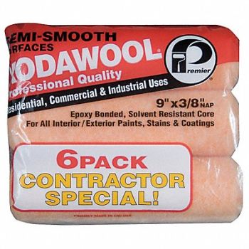 PREMIER Roller Cover 9 L 3/8 Nap Wool PK6, 29UT41