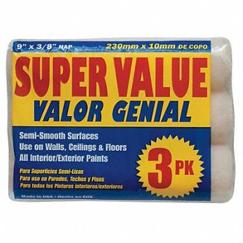 PREMIER Roller Cover 9 L 3/8 Nap Polyester PK3, 29UT48