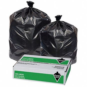 TOUGH GUY Trash Bags 32 gal Black PK50, 29WK96