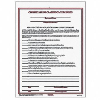JJ KELLER Trng Certificate Workplace Safety PK50, 29WN11