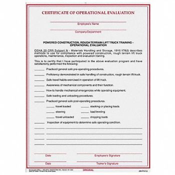 JJ KELLER Evaluation Form Reg Compliance PK50, 29WN12