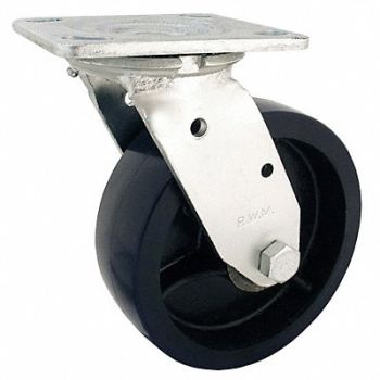GRAINGER APPROVED Swivel Plate Caster Rubber 6 in 820 lb., 29XU60