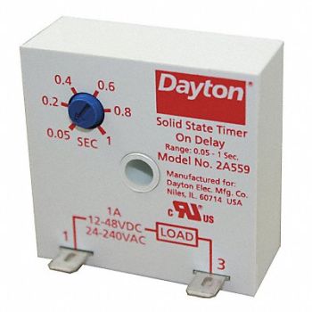 DAYTON Timing Relay 24 to 240VAC 12 to 48VDC 1A, 2A559