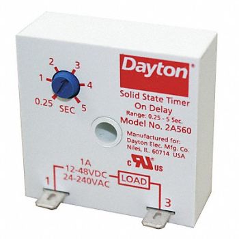 DAYTON Timing Relay 24 to 240VAC 12 to 48VDC 1A, 2A560