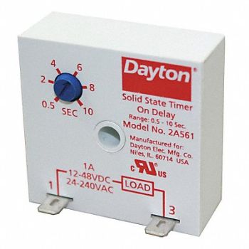 DAYTON Timing Relay 24 to 240VAC 12 to 48VDC 1A, 2A561