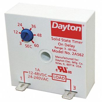 DAYTON Timing Relay 24 to 240VAC 12 to 48VDC 1A, 2A562