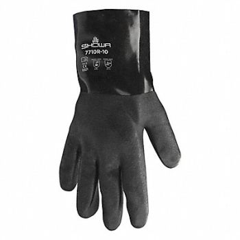 SHOWA Chemical Resistant Gloves Black Sz L PR, 2AD35